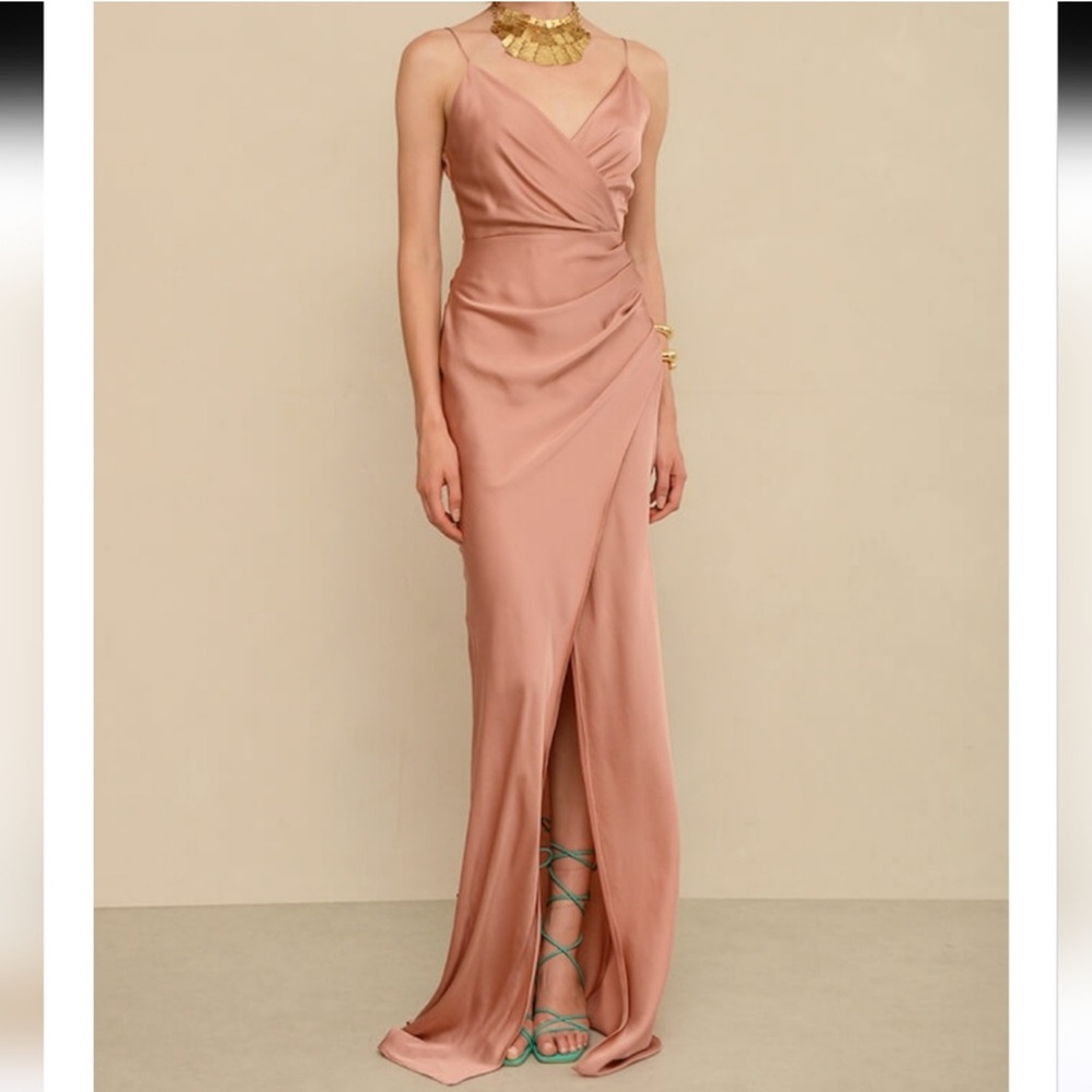 Anthropologie BHLDN Piper Pink Rose Satin Dress Wedding Cocktail Bridesmaid 4